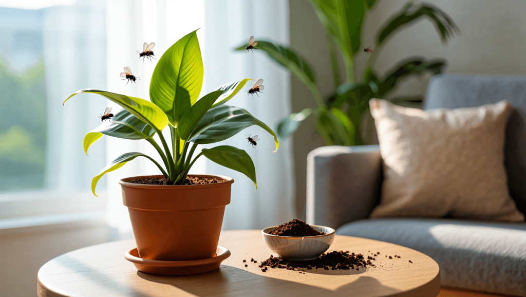 marc de café plante moucheron